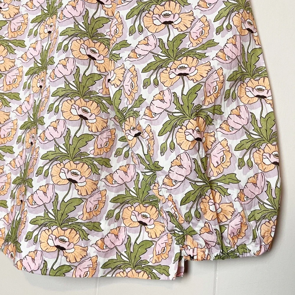 J. Crew Liberty Keyhole Popover Blouse XS Butterfield Poppy floral blouse cotton